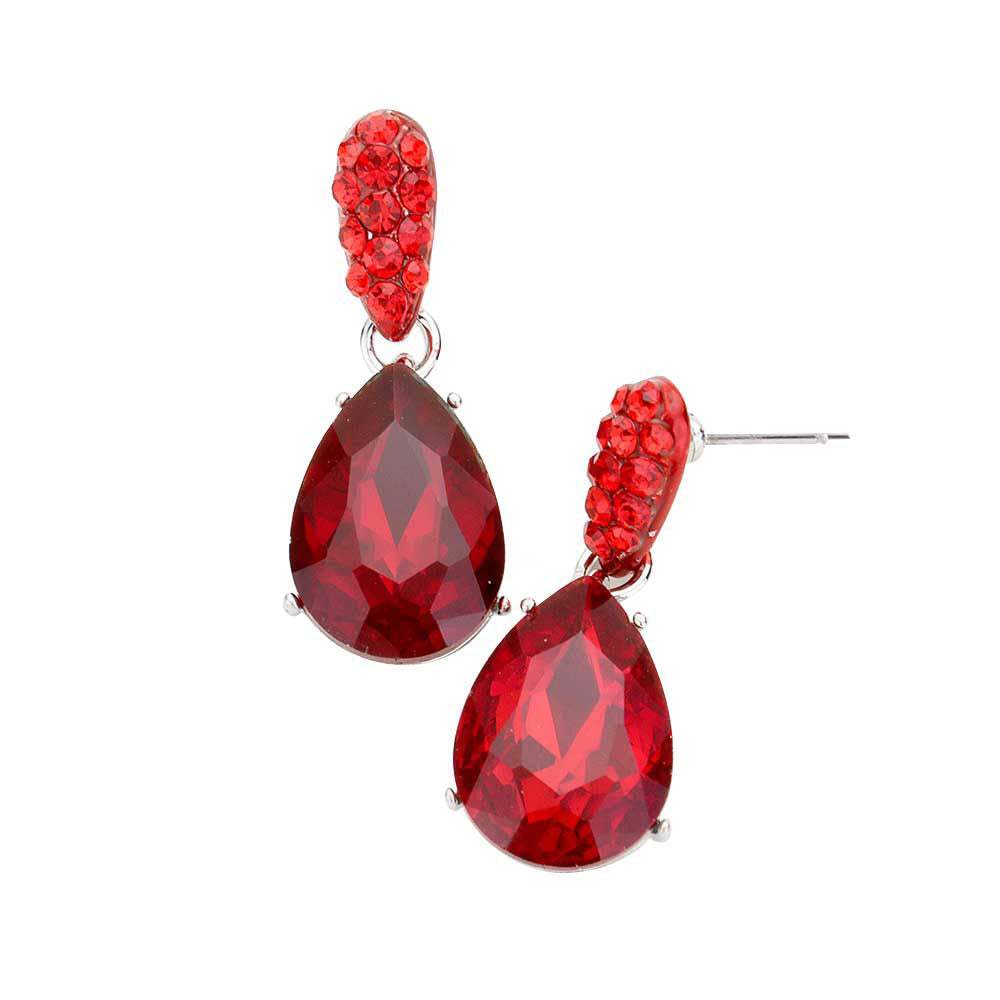 Crystal Teardrop Rhinestone Pave Evening Earrings - Madeline Love - Flyclothing LLC