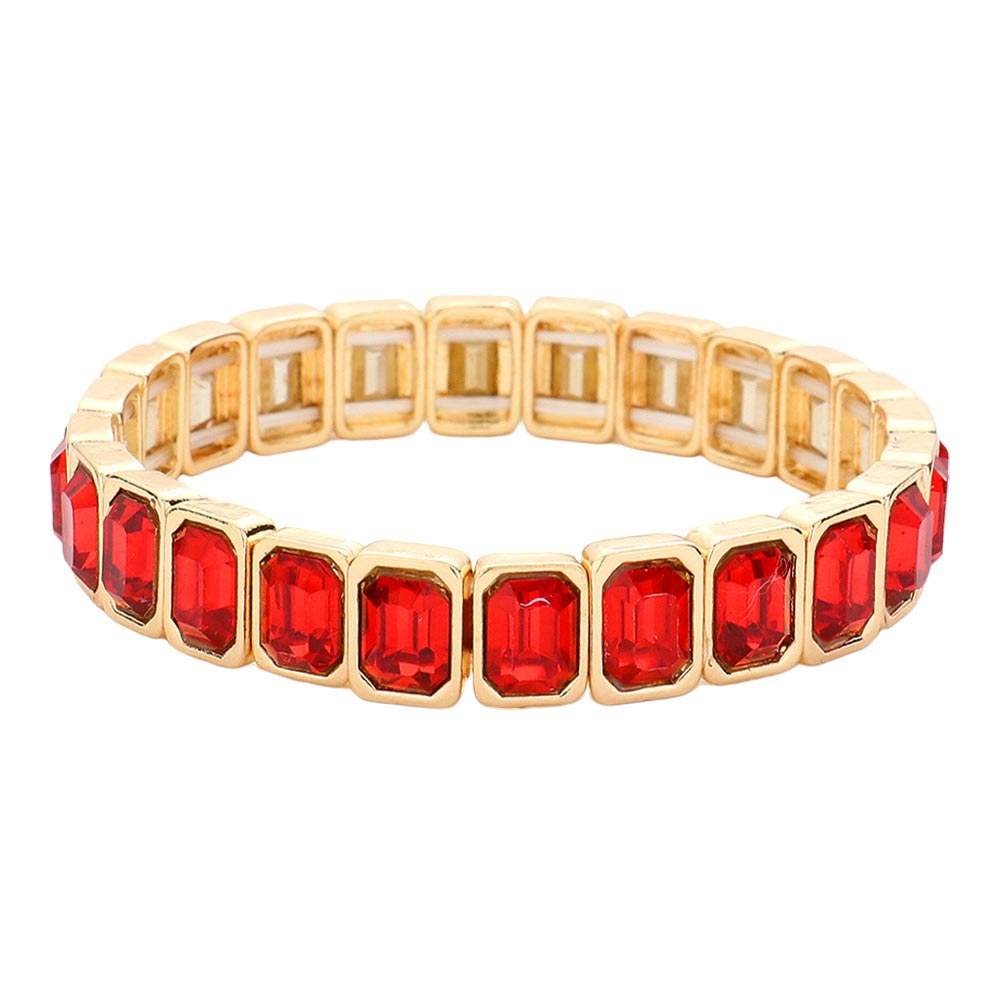 Emerald Cut Stone Stretch Evening Bracelet - Madeline Love - Flyclothing LLC