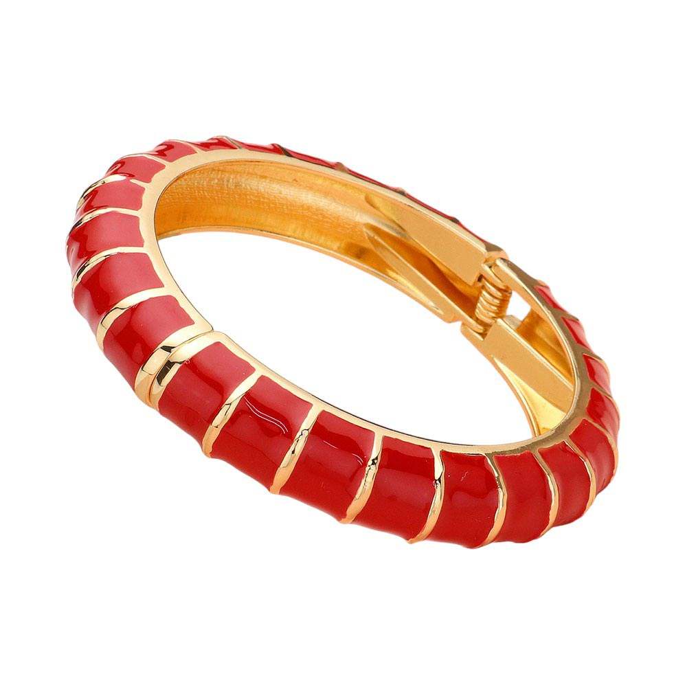 Enamel Bamboo Hinged Bangle Bracelet - Madeline Love - Flyclothing LLC