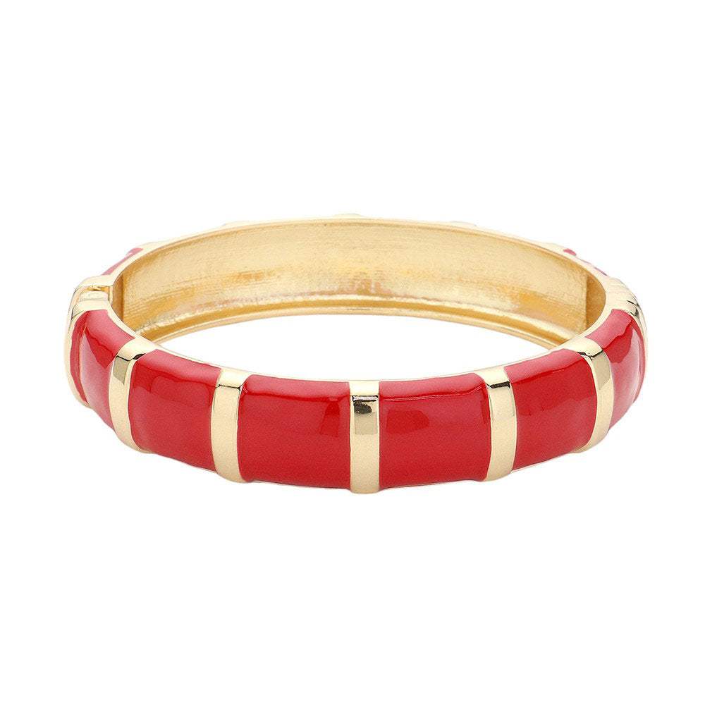 Enamel Bamboo Hinged Bangle Bracelet - Madeline Love - Flyclothing LLC