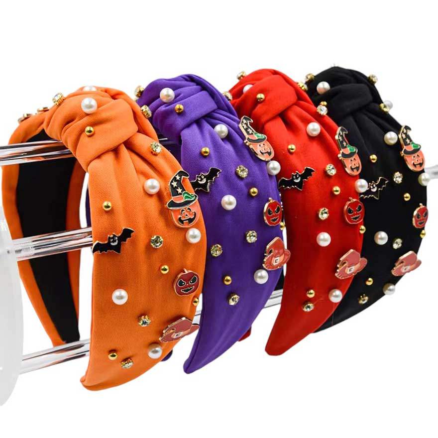 Enamel Halloween Charm Stone Cluster Embellished Headband - Madeline Love - Flyclothing LLC
