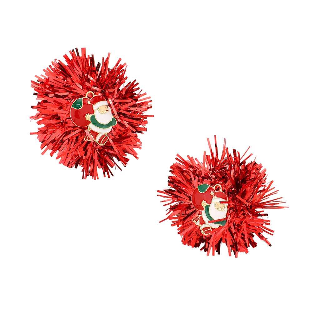 Enamel Santa Claus Tinsel Earrings - Madeline Love - Flyclothing LLC