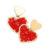 Faceted Bead Wrapped Heart Link Dangle Earrings - Madeline Love - Flyclothing LLC
