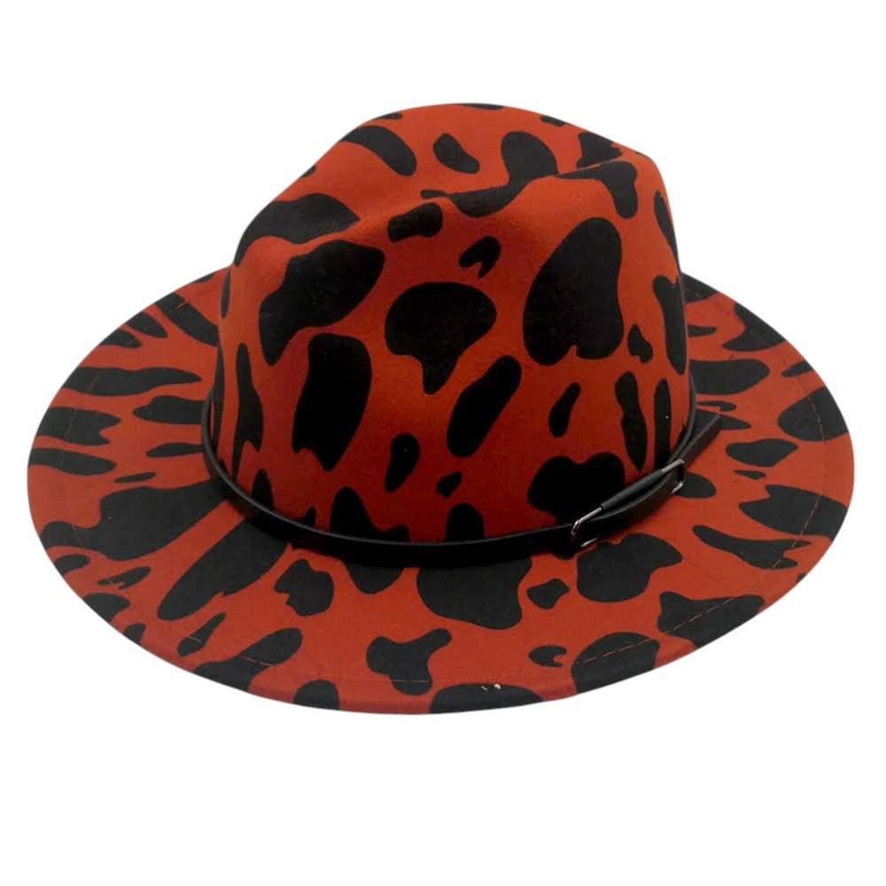 Faux Leather Band Cattle Patterned Panama Hat - Madeline Love - Flyclothing LLC
