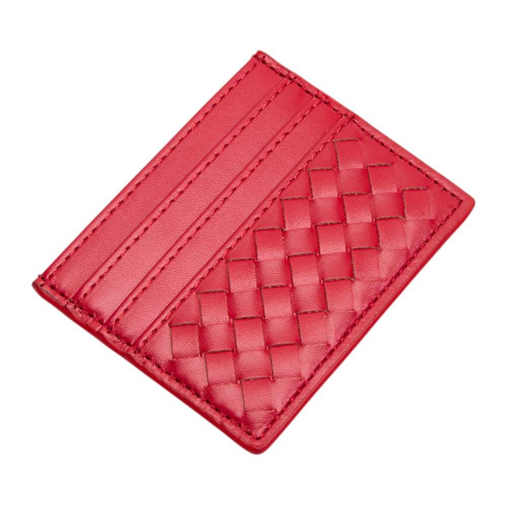 Faux Leather Basket Weave Card Holder Wallet - Madeline Love - Flyclothing LLC