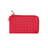 Faux Leather Basket Weave Flat Card Holder Wallet with Wristlet - Madeline Love - Flyclothing LLC