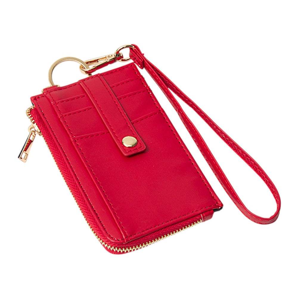 Faux Leather Basket Weave Flat Card Holder Wallet with Wristlet - Madeline Love - Flyclothing LLC