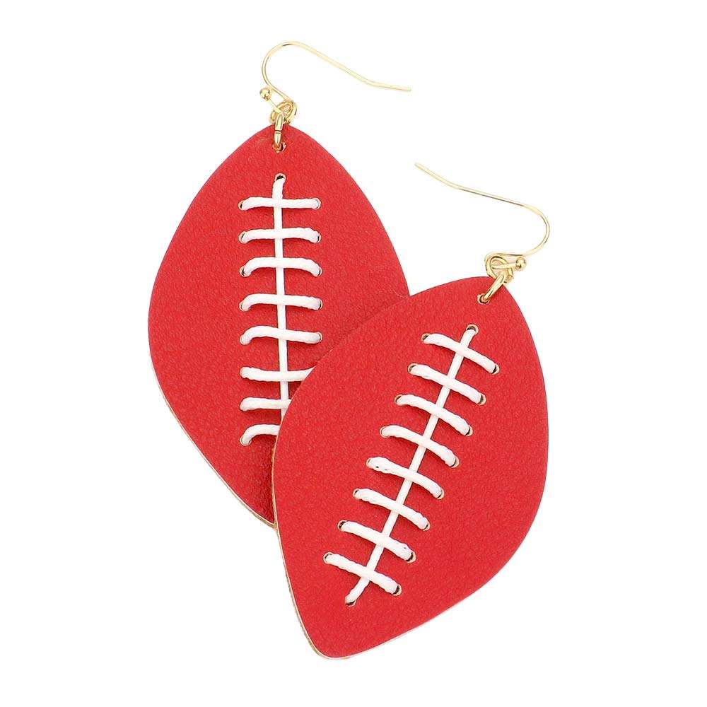 Faux Leather Football Dangle Earrings - Madeline Love - Flyclothing LLC