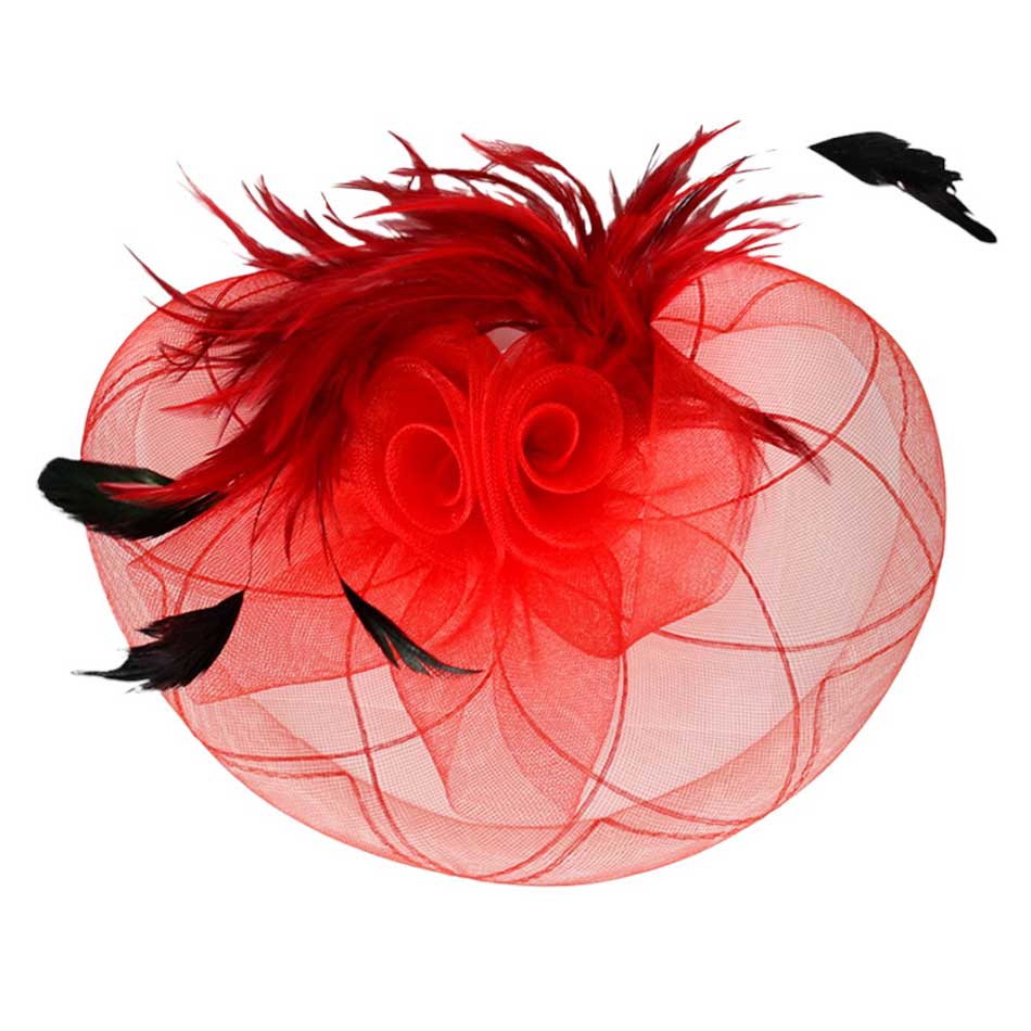Feather Pearl Cluster Mesh Flower Fascinator Headband - Madeline Love - Flyclothing LLC