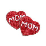 Felt Back MOM Message Heart Beaded Earrings - Madeline Love - Flyclothing LLC