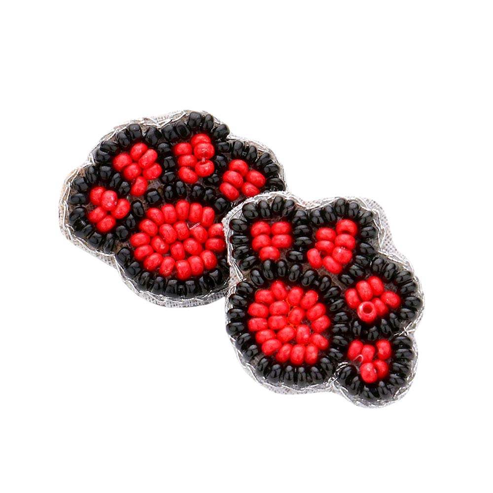 Felt Back Seed Beaded Paw Stud Earrings - Madeline Love - Flyclothing LLC