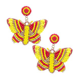 Felt Back Sequin Multi Beaded Butterfly Dangle Earrings - Madeline Love - Flyclothing LLC