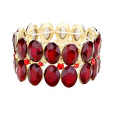 Glass Crystal Oval Stone Cluster Stretch Bracelet - Madeline Love - Flyclothing LLC