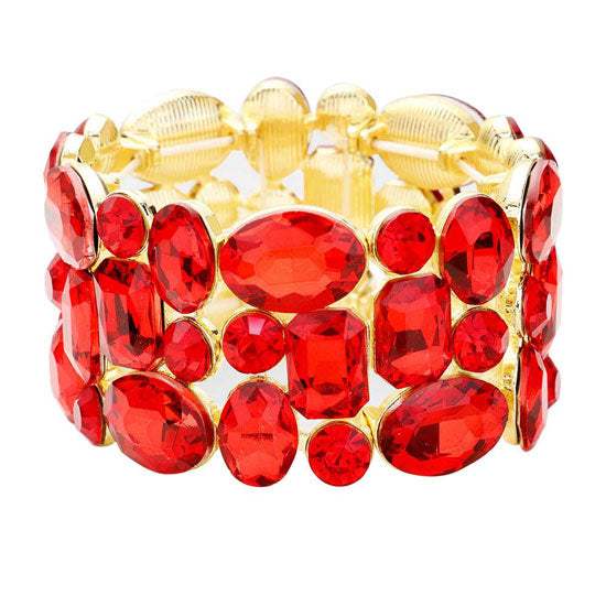 Glass Crystal Stretch Evening Bracelet - Madeline Love - Flyclothing LLC