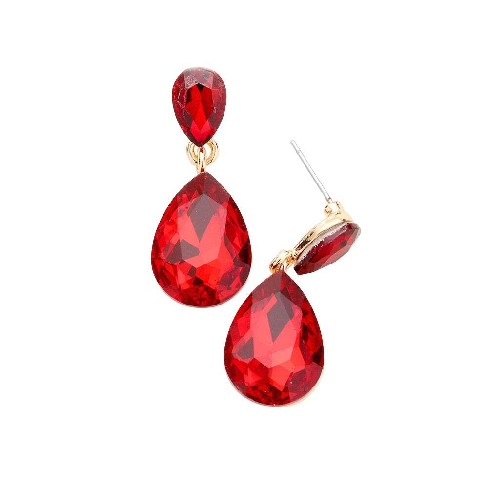 Glass Crystal Teardrop Dangle Earrings - Madeline Love - Flyclothing LLC
