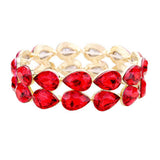 Glass Crystal Teardrop Stretch Evening Bracelet - Madeline Love - Flyclothing LLC