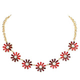 Glass Stone Embellished Flower Cluster Link Necklace - Madeline Love - Flyclothing LLC