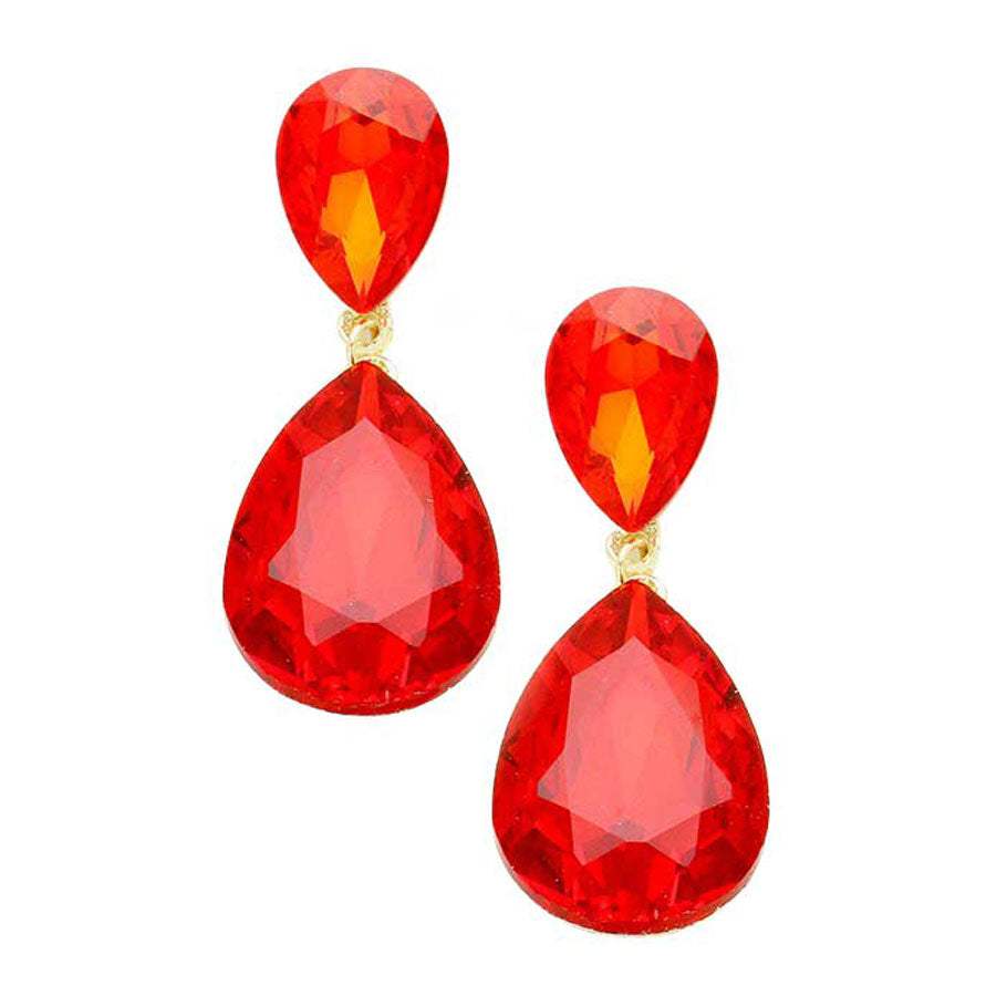 Glass Crystal Teardrop Evening Earrings - Madeline Love - Flyclothing LLC