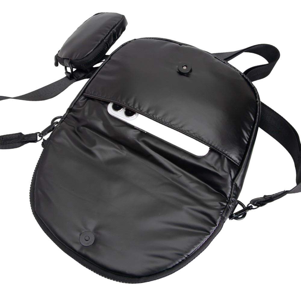 Glossy Puffer Half Moon Crossbody Bag - Madeline Love - Flyclothing LLC
