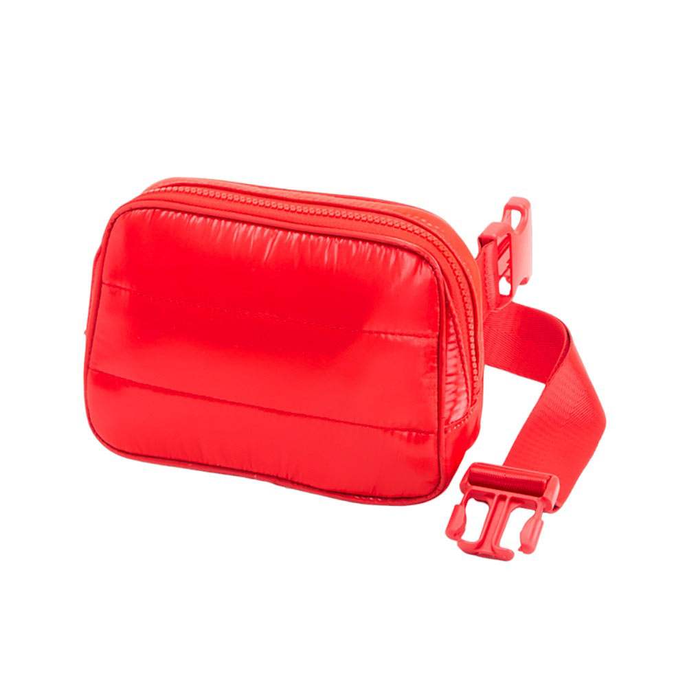 Glossy Puffer Rectangle Sling Bag Fanny Bag Belt Bag - Madeline Love - Flyclothing LLC