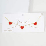 Gold Dipped Triple Heart Pendant Necklace - Madeline Love - Flyclothing LLC