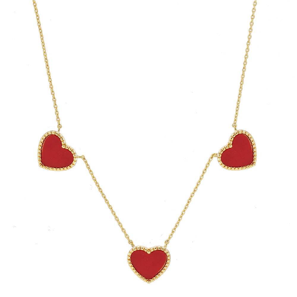 Gold Dipped Triple Heart Pendant Necklace - Madeline Love - Flyclothing LLC