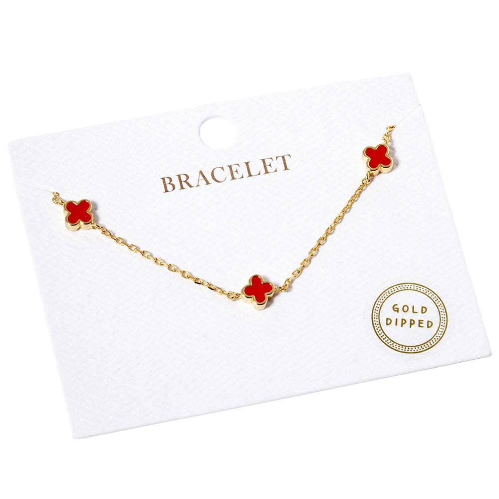 Gold Dipped Triple Quatrefoil Link Bracelet - Madeline Love - Flyclothing LLC