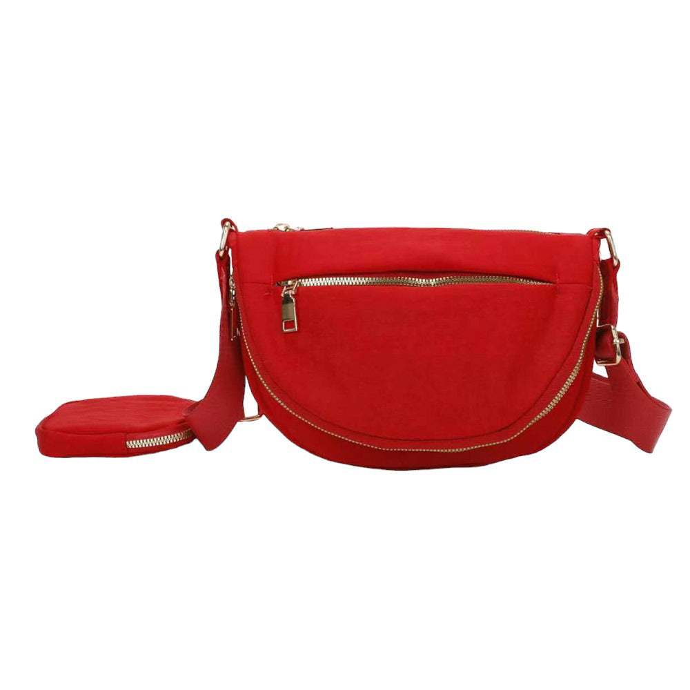 Half Round Solid Nylon Crossbody Bag - Madeline Love - Flyclothing LLC