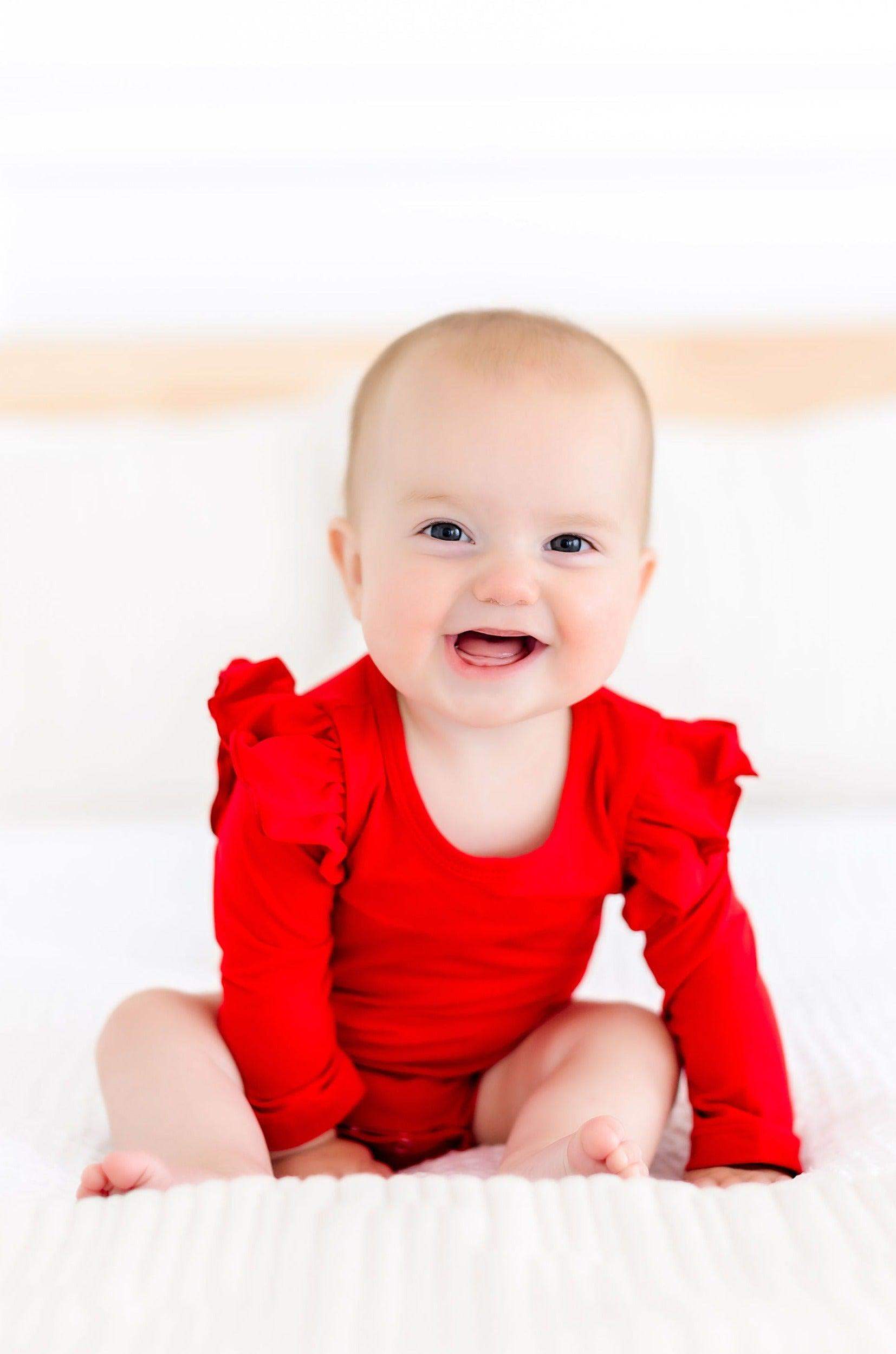 Red L/S Flutter Bodysuit - Mila & Rose ® - Flyclothing LLC