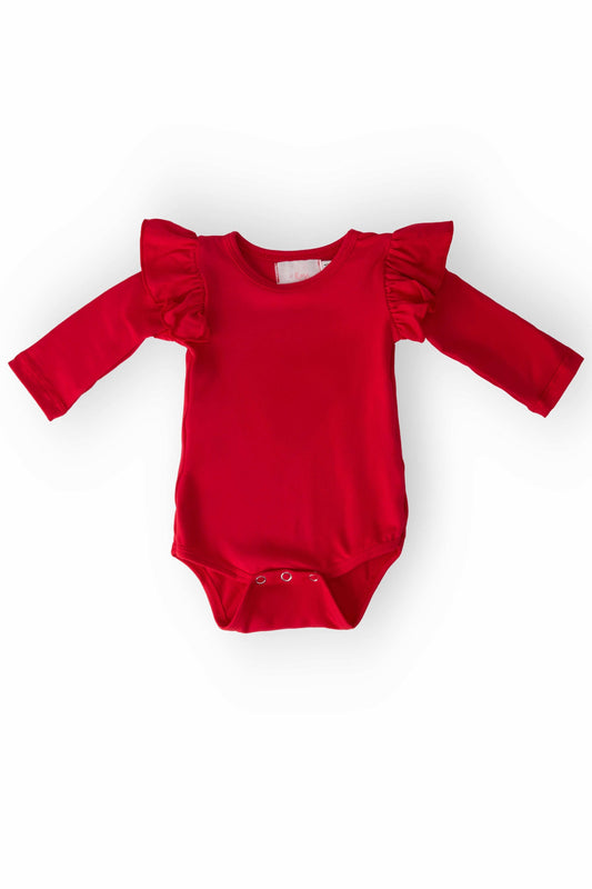 Red L/S Flutter Bodysuit - Mila & Rose ® - Flyclothing LLC