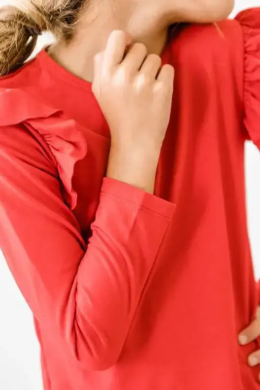 Red L/S Ruffle Tee - Mila & Rose ® - Flyclothing LLC