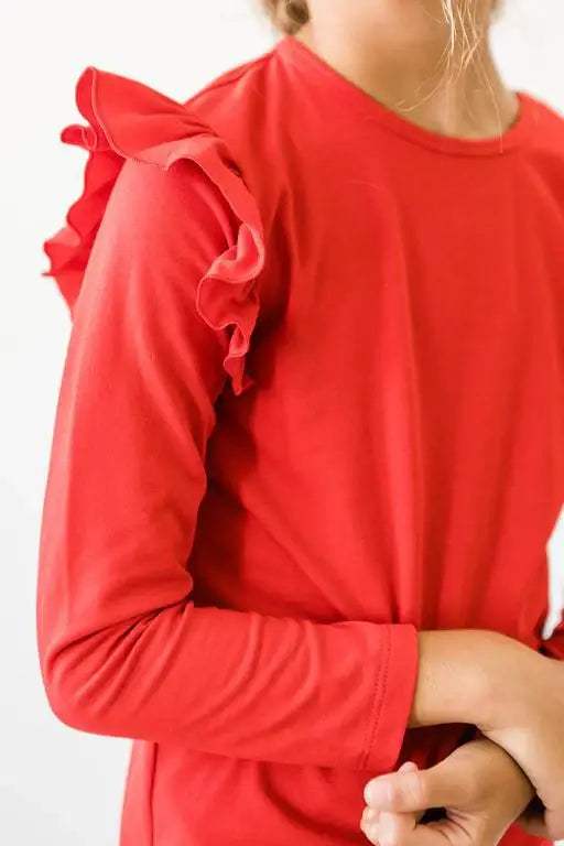 Red L/S Ruffle Tee - Mila & Rose ® - Flyclothing LLC