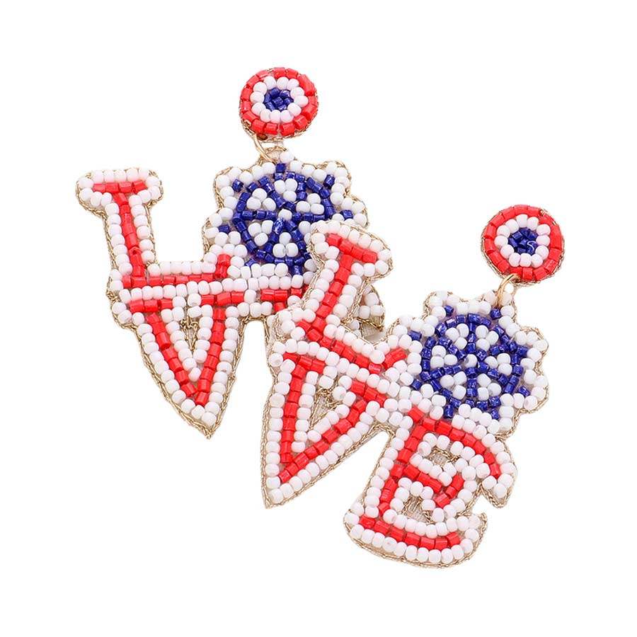 LOVE Message USA Flag Beaded Ship Wheel Dangle Earrings - Madeline Love - Flyclothing LLC