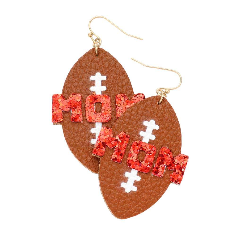 MOM Message Faux Leather Football Dangle Earrings - Madeline Love - Flyclothing LLC
