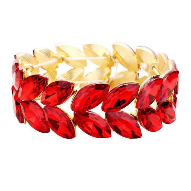 Marquise Glass Crystal Stretch Evening Bracelet - Madeline Love - Flyclothing LLC