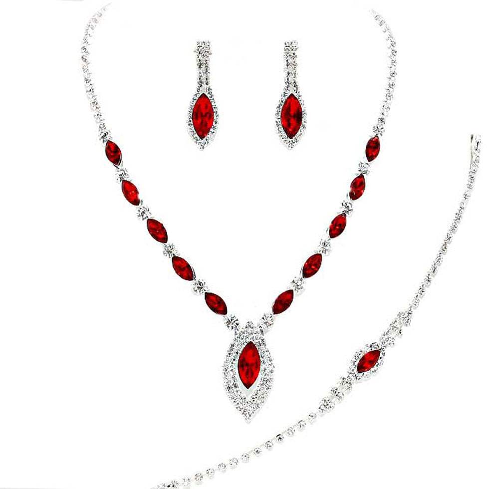 Marquise Rhinestone Necklace Jewelry Set - Madeline Love - Flyclothing LLC