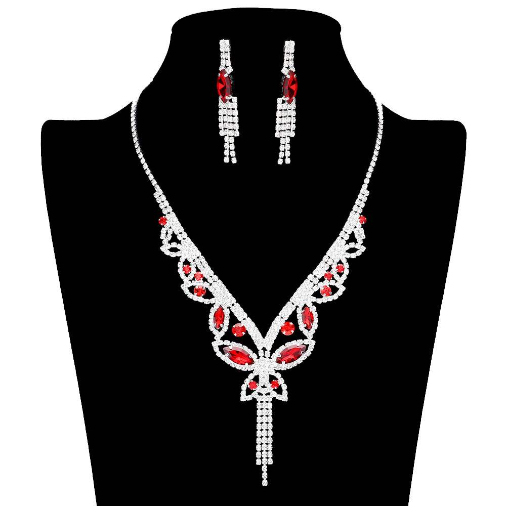 Marquise Round Stone Butterfly Rhinestone Jewelry Set - Madeline Love - Flyclothing LLC