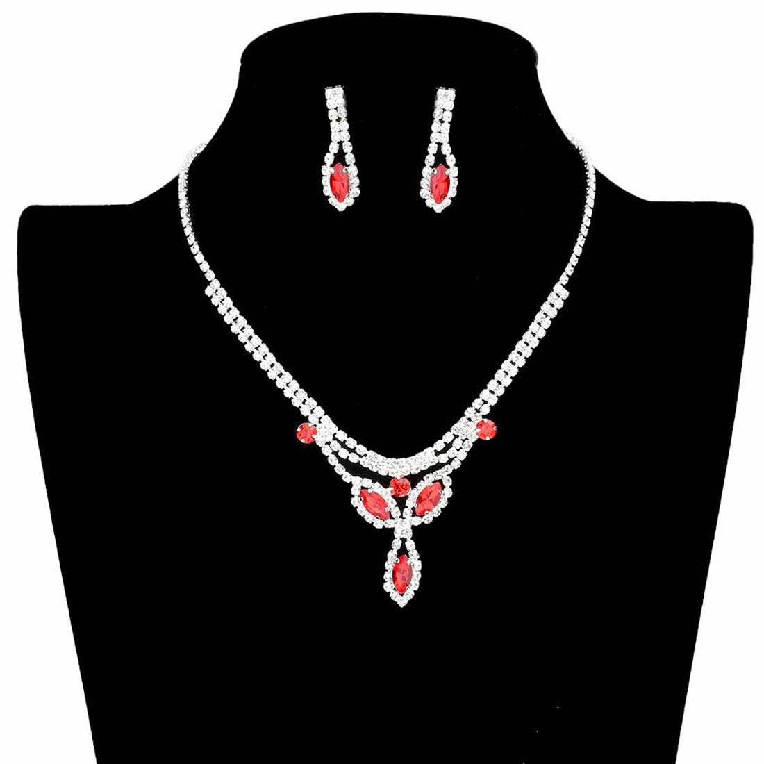 Marquise Stone Accented Rhinestone Pave Necklace - Madeline Love - Flyclothing LLC