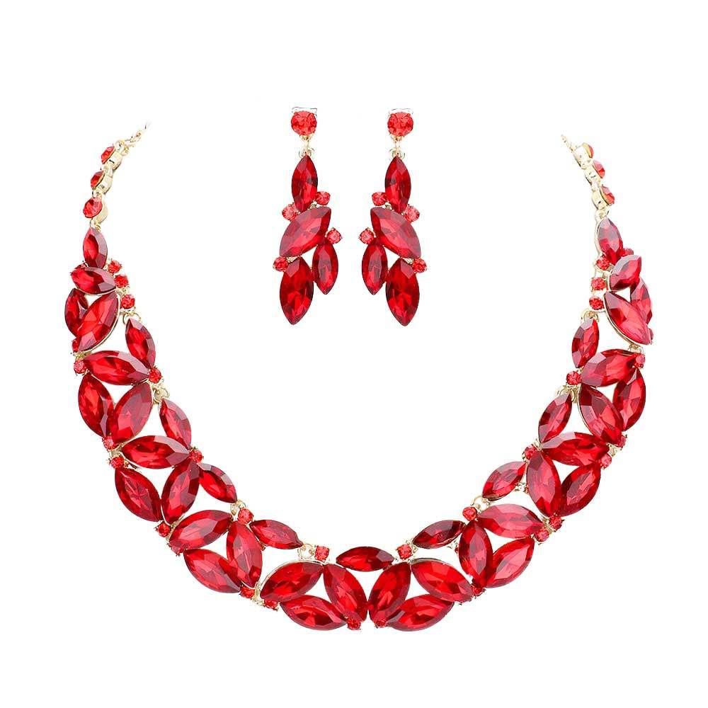 Marquise Stone Cluster Evening Necklace - Madeline Love - Flyclothing LLC
