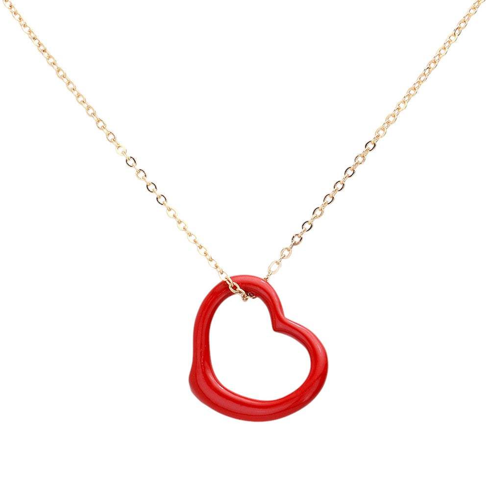 Metal Heart Cut out Pendant Necklace - Madeline Love - Flyclothing LLC