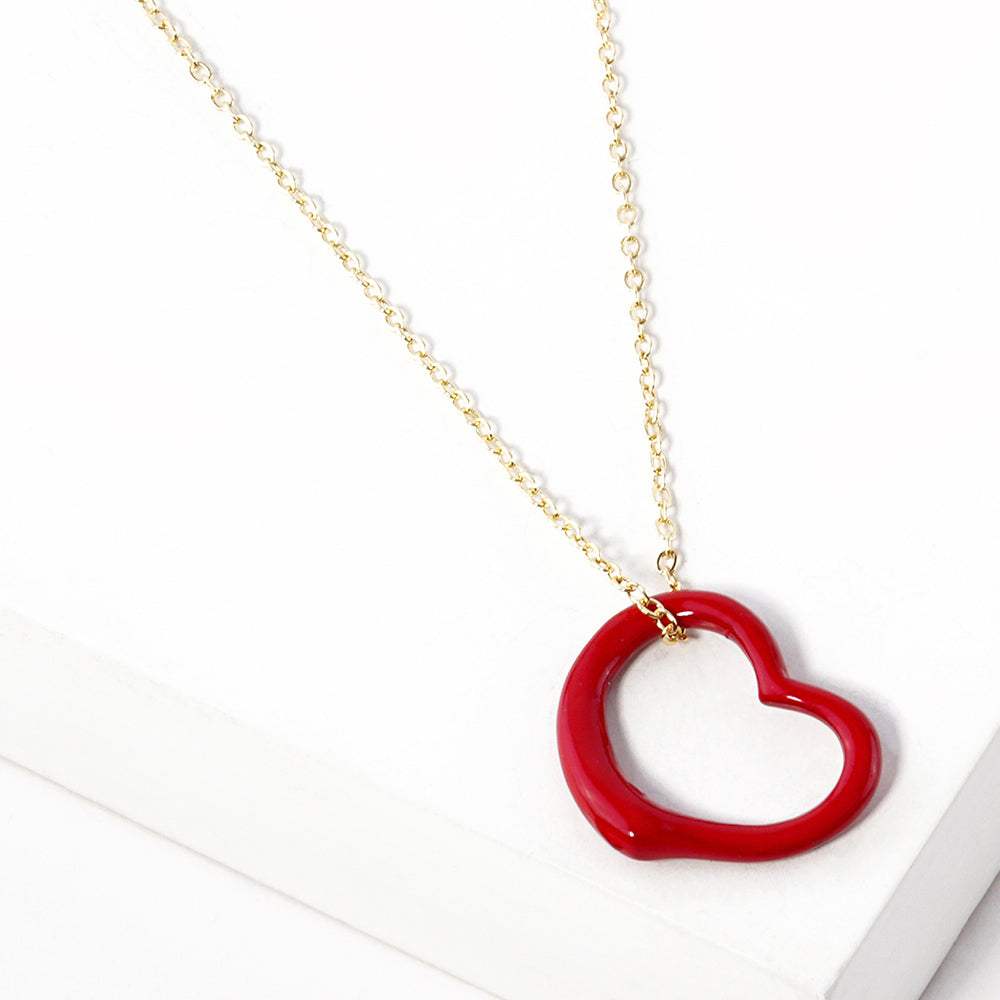 Metal Heart Cut out Pendant Necklace - Madeline Love - Flyclothing LLC