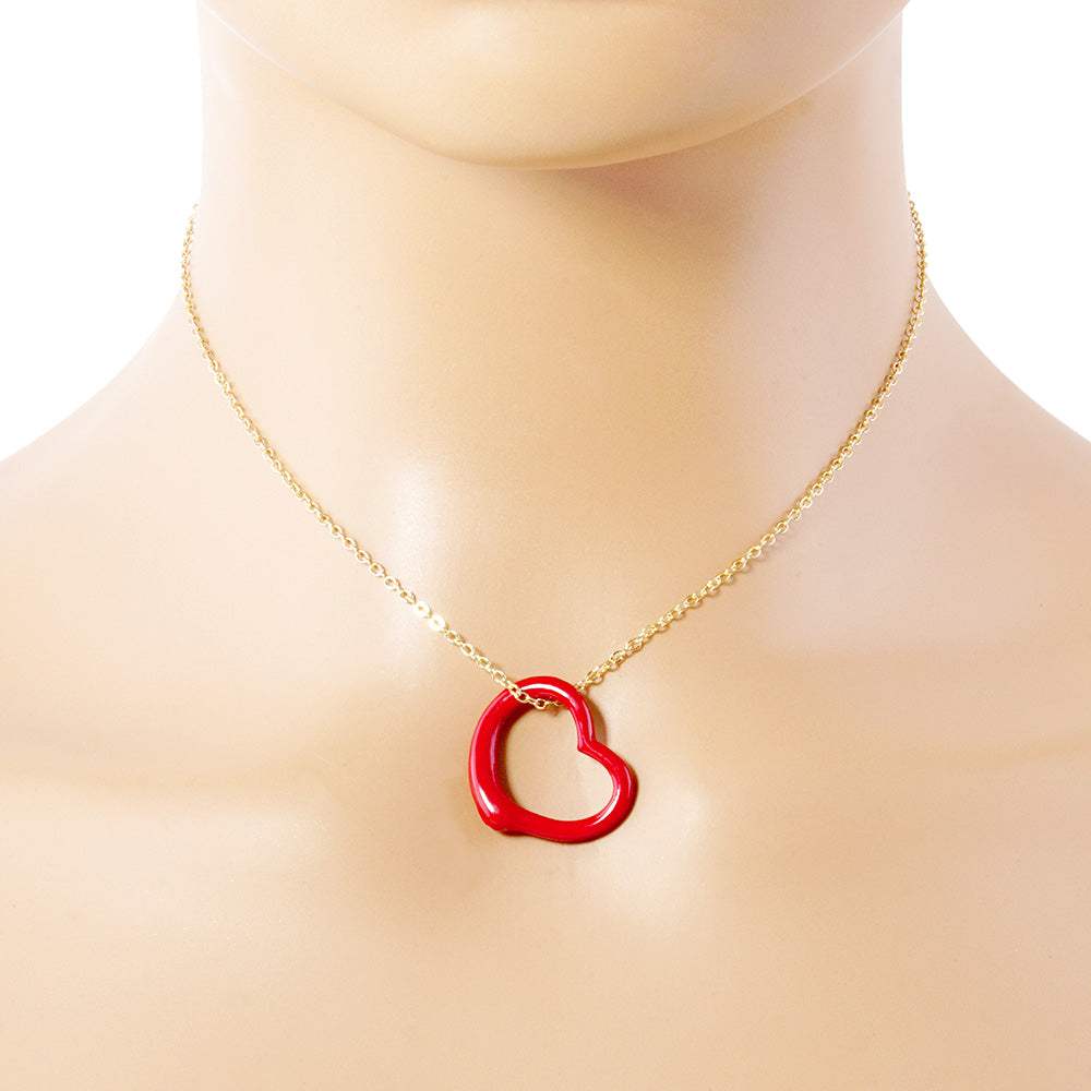 Metal Heart Cut out Pendant Necklace - Madeline Love - Flyclothing LLC