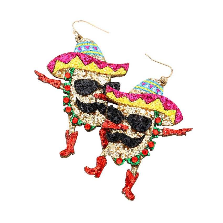 Glittered Hat Taco Dangle Earrings - Madeline Love - Flyclothing LLC