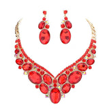 Oval Glass Crystal Evening Necklace - Madeline Love - Flyclothing LLC