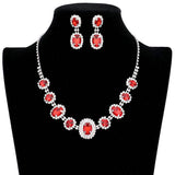 Oval Stone Accented Rhinestone Trimmed Necklace - Madeline Love - Flyclothing LLC