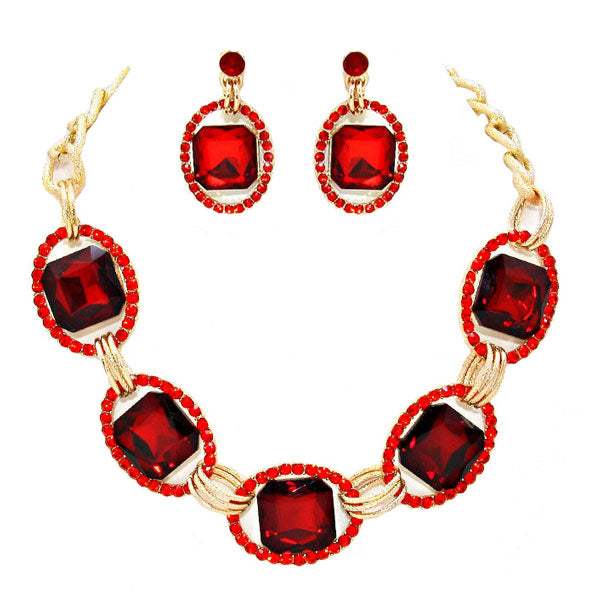 Pave Trim Glass Crystal Link Necklace - Madeline Love - Flyclothing LLC