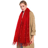 Pearl Embellished Solid Oblong Scarf - Madeline Love - Flyclothing LLC