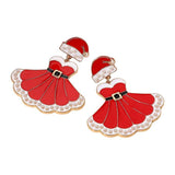 Pearl Pointed Enamel Christmas Dress Dangle Earrings - Madeline Love - Flyclothing LLC