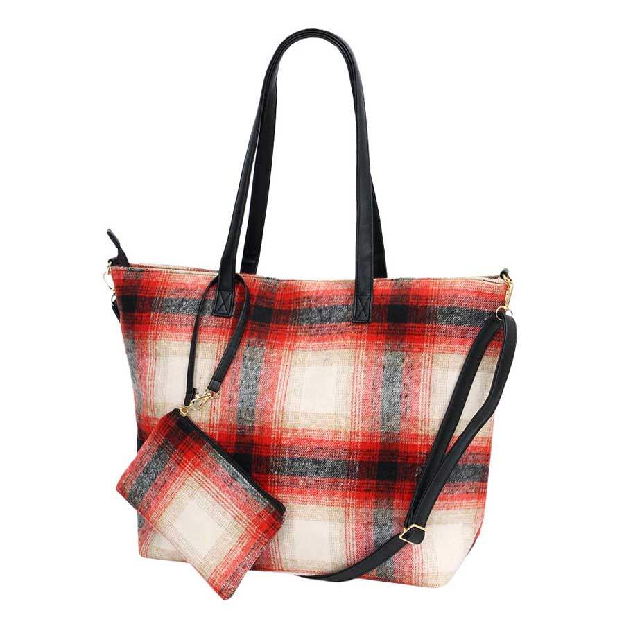 Plaid Check Weekend Tote Bag - Madeline Love - Flyclothing LLC