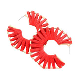 Raffia Wrapped Octagon Hoop Earrings - Madeline Love - Flyclothing LLC